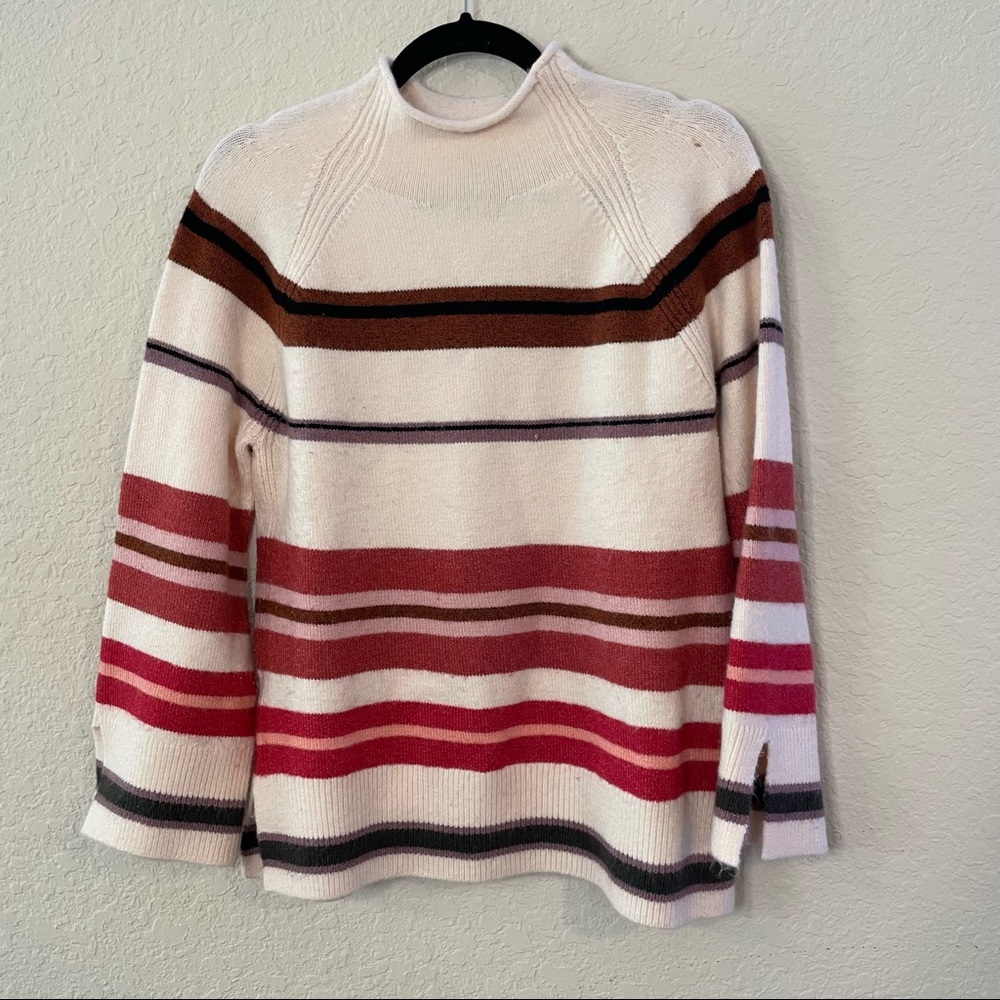 Loft Mock Neck Striped Sweater | S